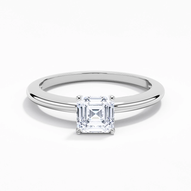 Moissanite Classic Simple Solitaire Engagement Ring Platinum Traditional Shank 1.00ct Asscher Cut For Women