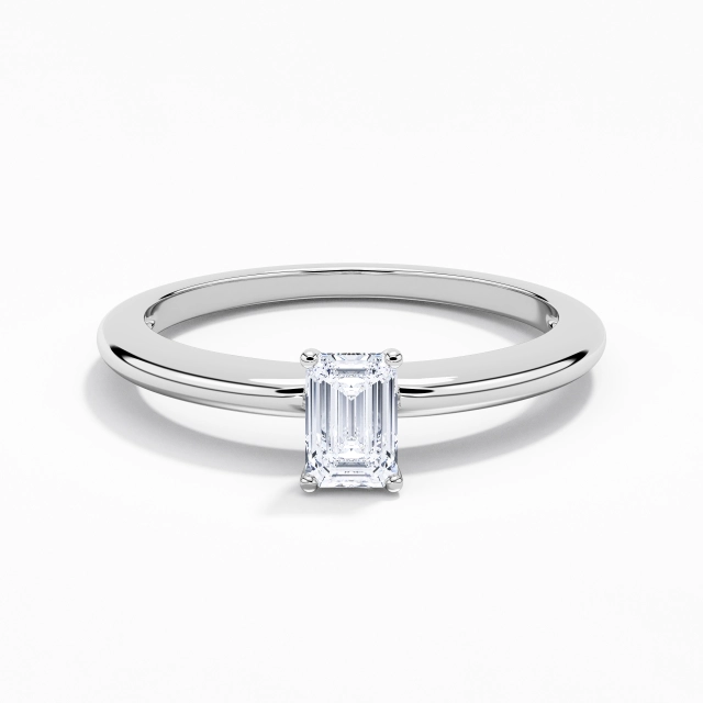 Moissanite Zircon cubique Classique Simple Solitaire Bague de fiançailles Argent sterling 925 Tige Traditionnelle 0.80ct Émeraude Coupé Pour Femme