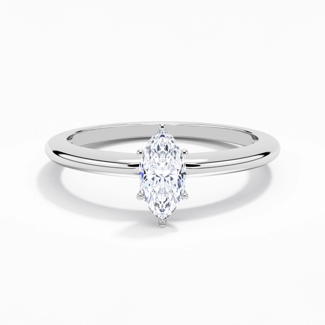 Moissanite Zircon cubique Classique Simple Solitaire Bague de fiançailles Argent sterling 925 Tige Traditionnelle 0.80ct Marquise Coupé Pour Femme