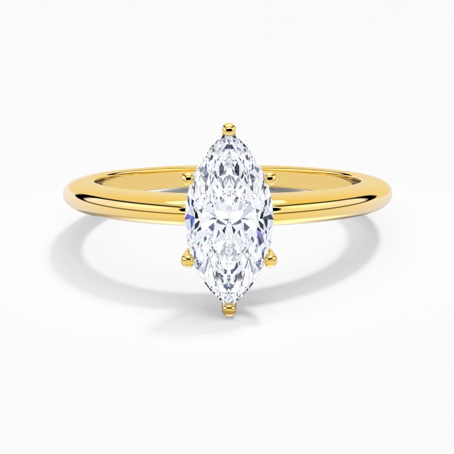 Moissanite Cubic Zirconia Classic Simple Solitaire Engagement Ring 925 Sterling Silver Traditional Shank 2.00ct Marquise Cut For Women