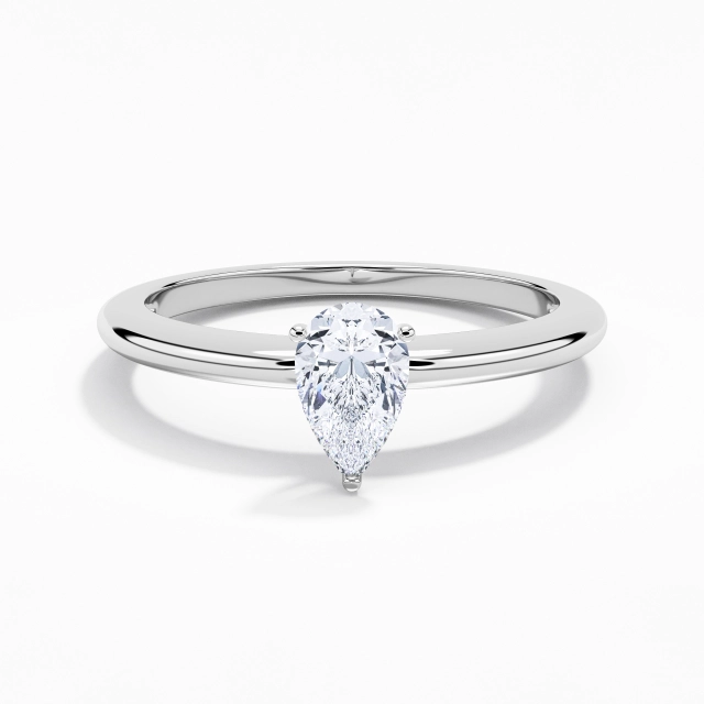 Moissanite Classic Simple Solitaire Engagement Ring Platinum Traditional Shank 1.00ct Pear Cut For Women