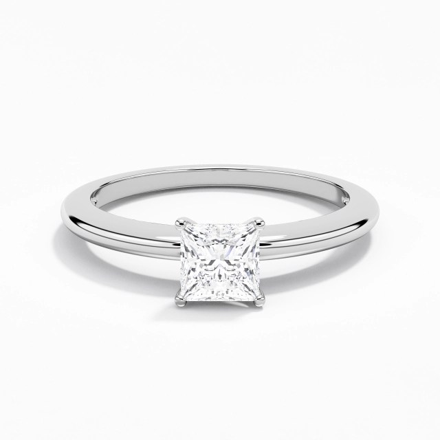 Moissanite Zircon cubique Classique Simple Solitaire Bague de fiançailles Argent sterling 925 Tige Traditionnelle 1.00ct Princesse Coupé Pour Femme