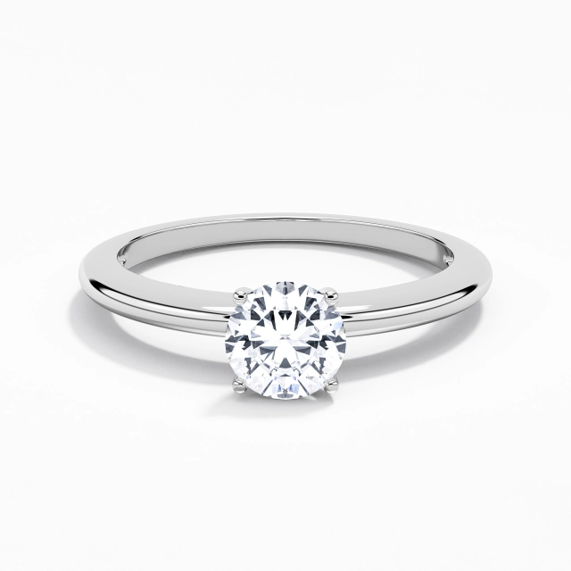 Moissanite Classic Simple Solitaire Engagement Ring Platinum Traditional Shank 1.00ct Round Cut For Women
