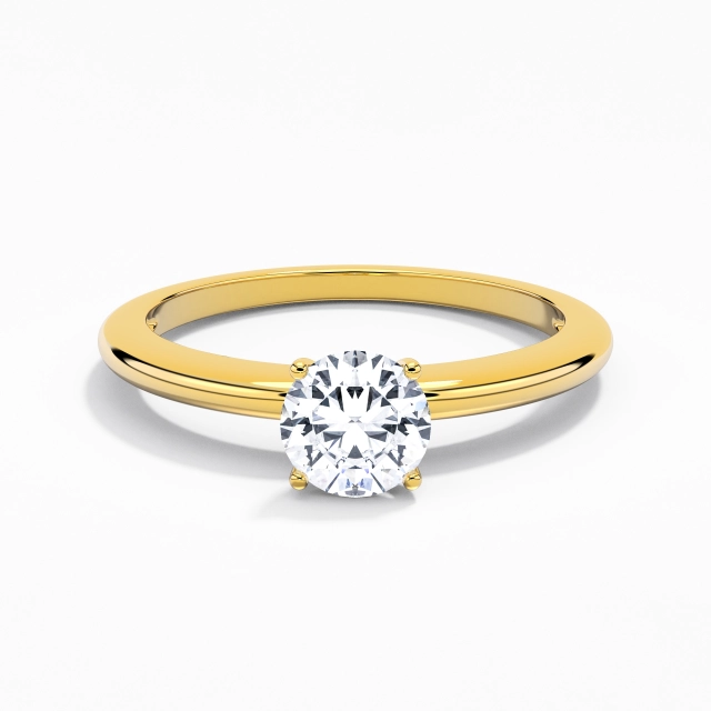 Moissanite Classic Simple Solitaire Engagement Ring 14K Gold Traditional Shank 1.00ct Round Cut For Women