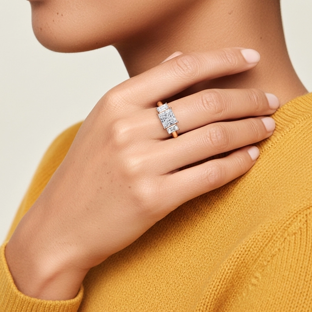 Extra Filigrana Princesa Corte Anillo de Compromiso