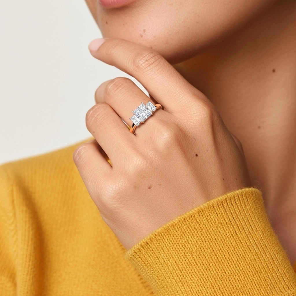 Extra Filigrana Princesa Corte Anillo de Compromiso