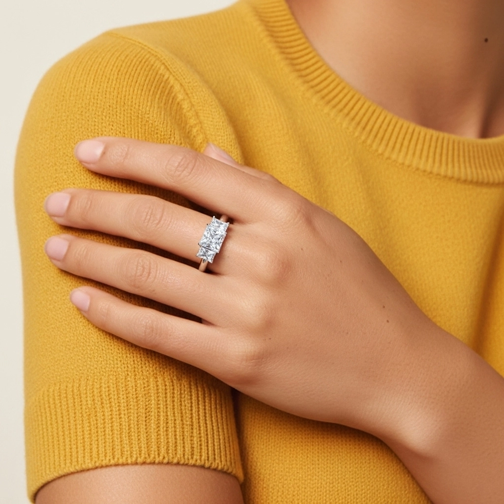 White Moissanite Engagement Ring