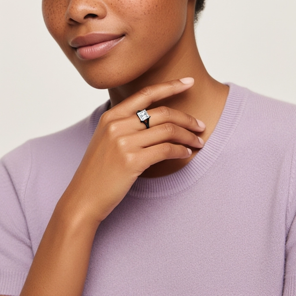 925 Sterling Silver Solitaire Split Shank Engagement Ring