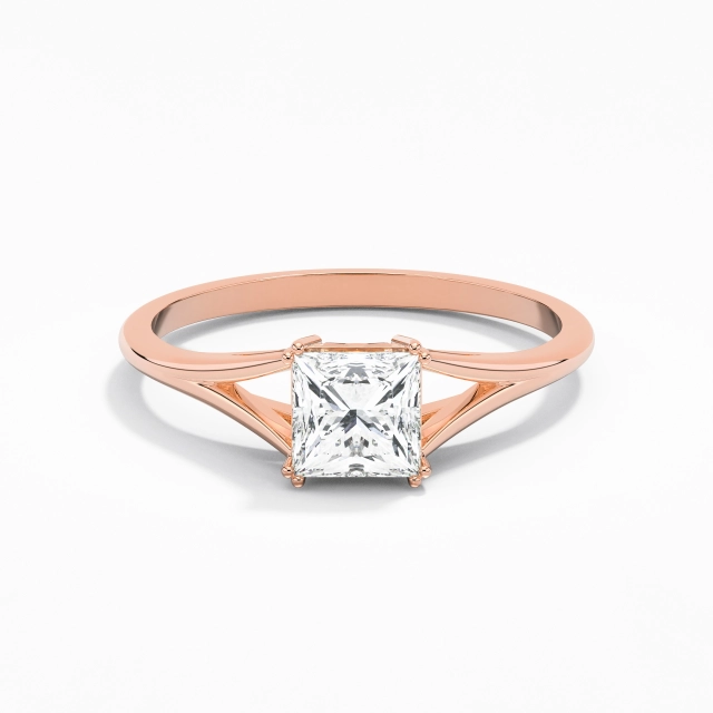 Tige Fendue Délicat Solitaire Bague de fiançailles Moissanite 1.00ct Or rose 14 carats Tige Fendue Délicat Solitaire Bague de fiançailles Moissanite 1.00ct Or rose 14 carats