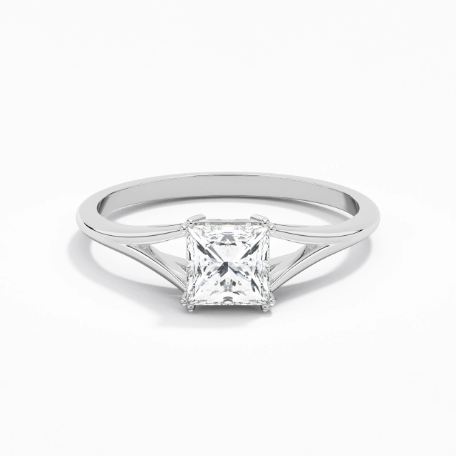 Tige Fendue Délicat Solitaire Bague de fiançailles Moissanite 1.00ct Platine Tige Fendue Délicat Solitaire Bague de fiançailles Moissanite 1.00ct Platine