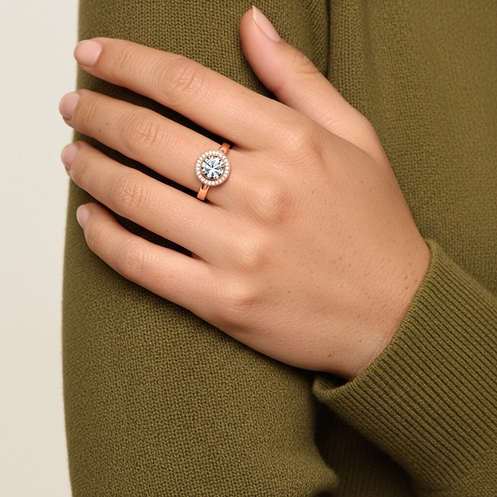 White Moissanite Engagement Ring