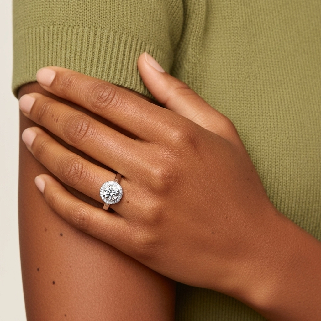 White Moissanite Engagement Ring