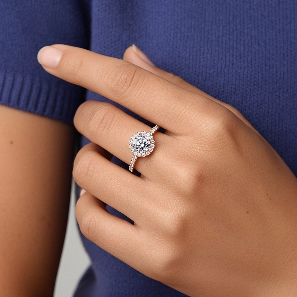 Blanco Moissanita Anillo de Compromiso