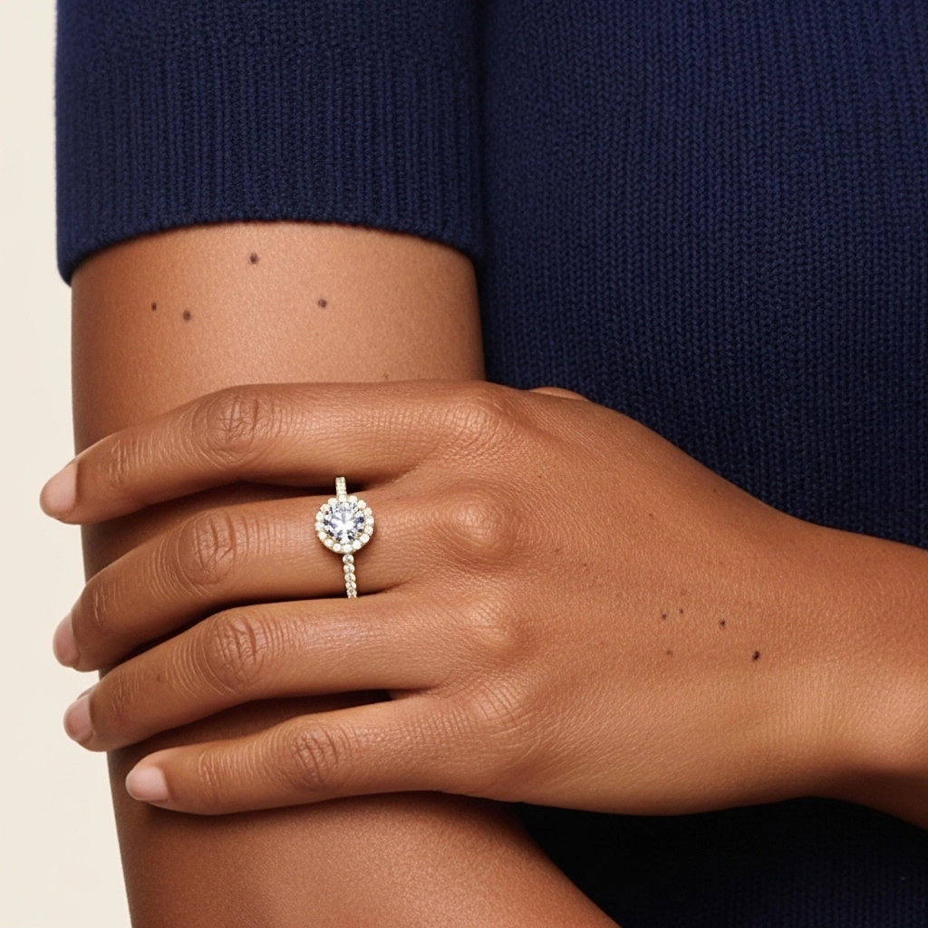White Moissanite Engagement Ring