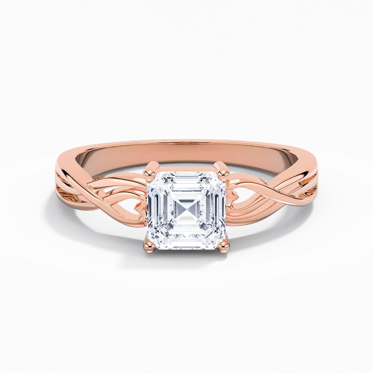 Moderne Cœur Asscher Coupé Bague de fiançailles
