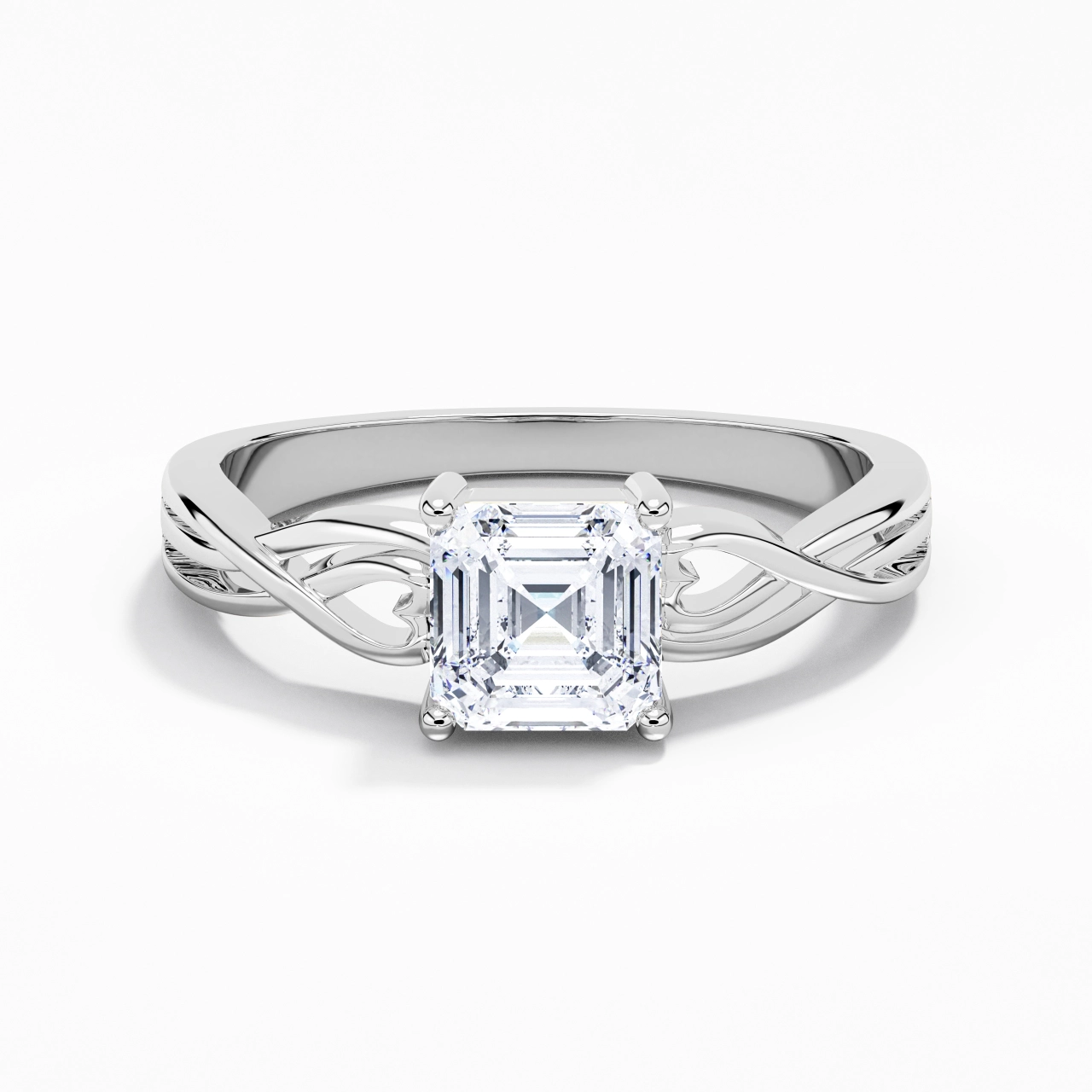 Moderne Cœur Asscher Coupé Bague de fiançailles