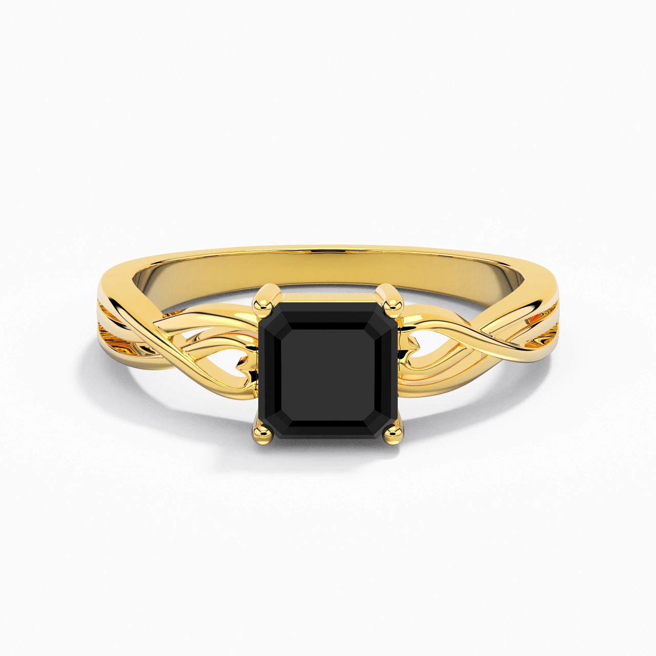 Moderne Cœur Asscher Coupé Bague de fiançailles