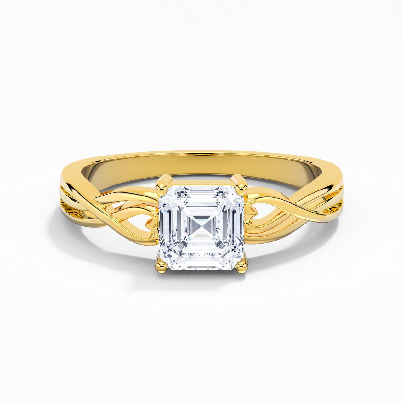 Moderne Cœur Asscher Coupé Bague de fiançailles