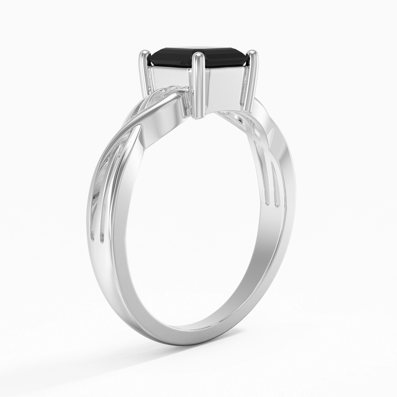 Modern Heart Asscher Cut Engagement Ring
