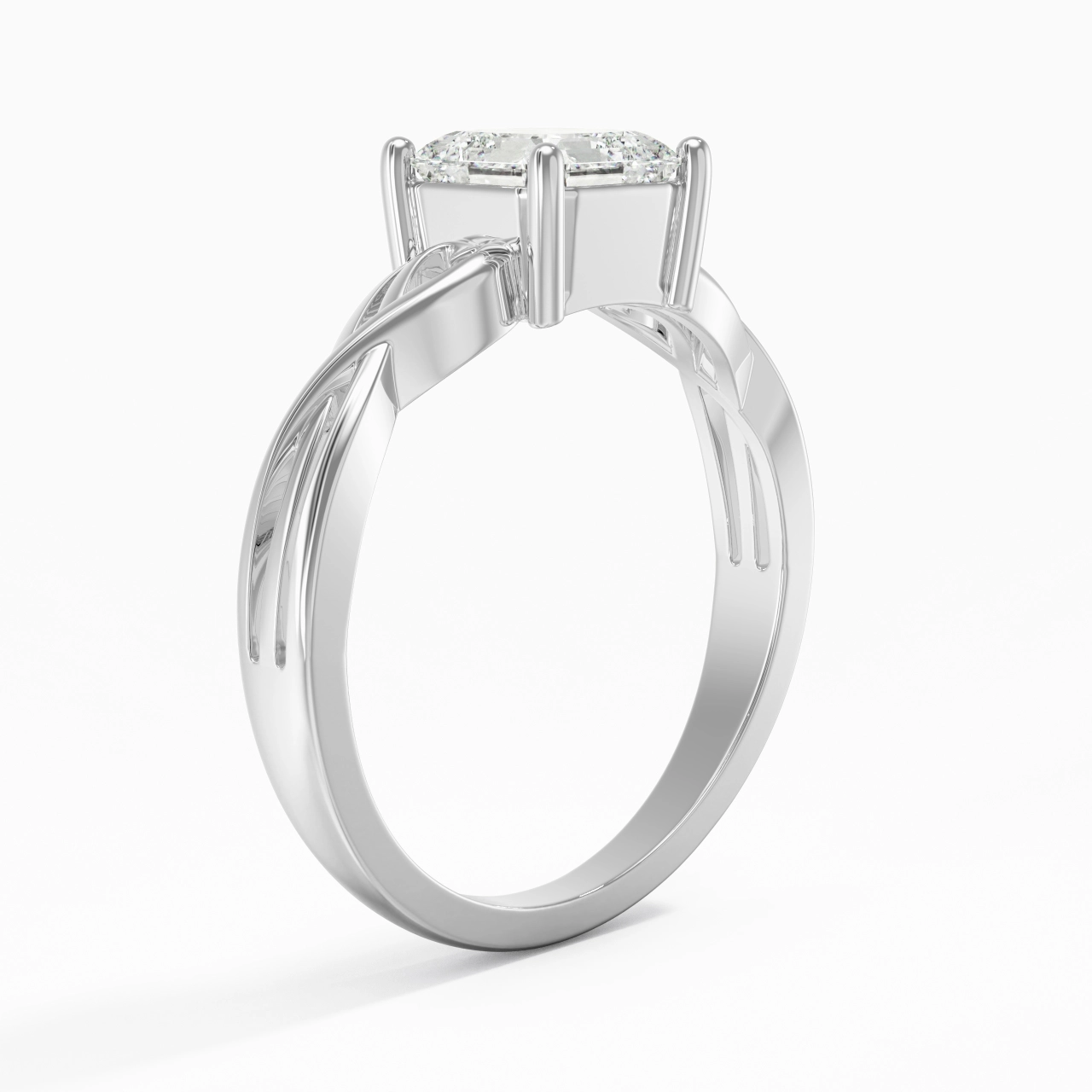 Moderne Cœur Asscher Coupé Bague de fiançailles