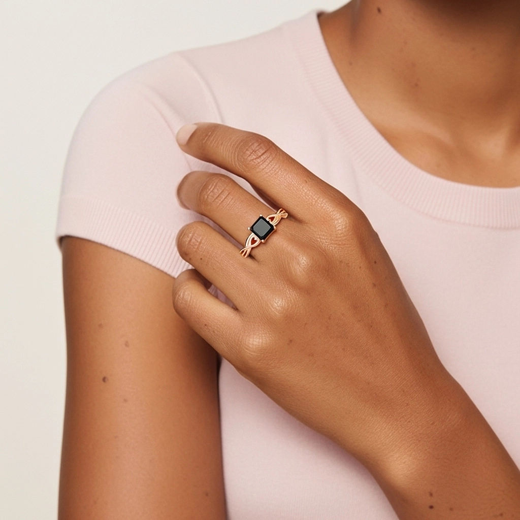 Modern Heart Asscher Cut Engagement Ring