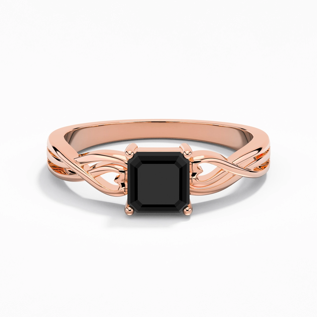 Moderne Cœur Asscher Coupé Bague de fiançailles