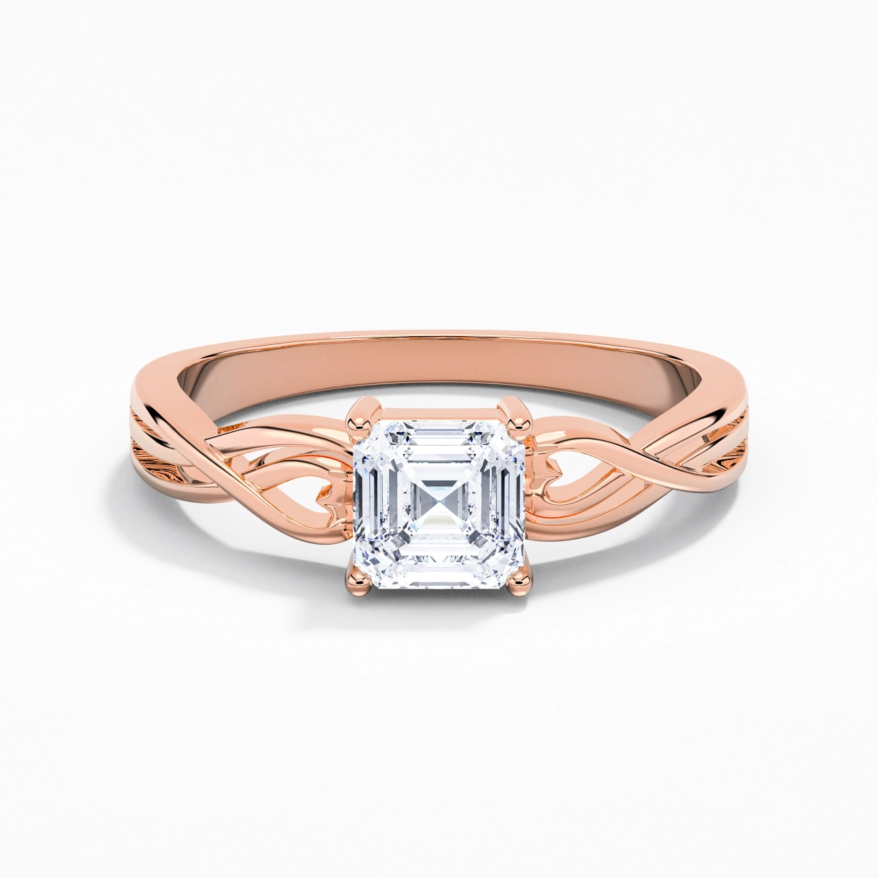 Moderne Cœur Asscher Coupé Bague de fiançailles