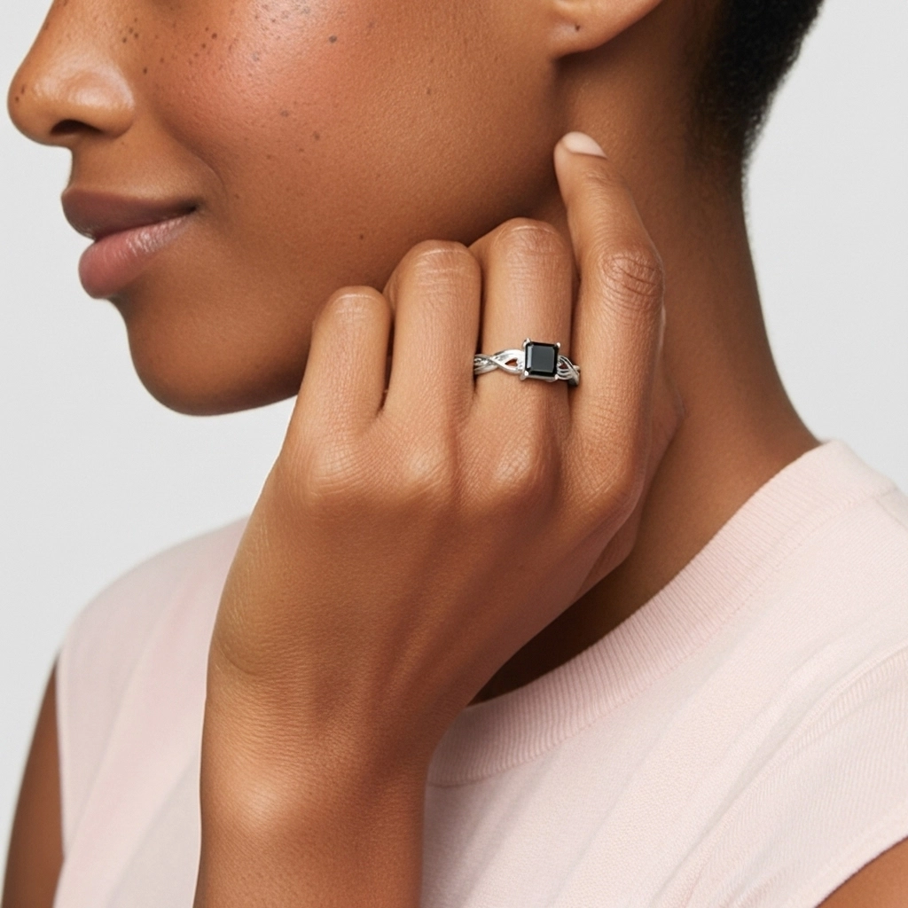 Modern Heart Asscher Cut Engagement Ring