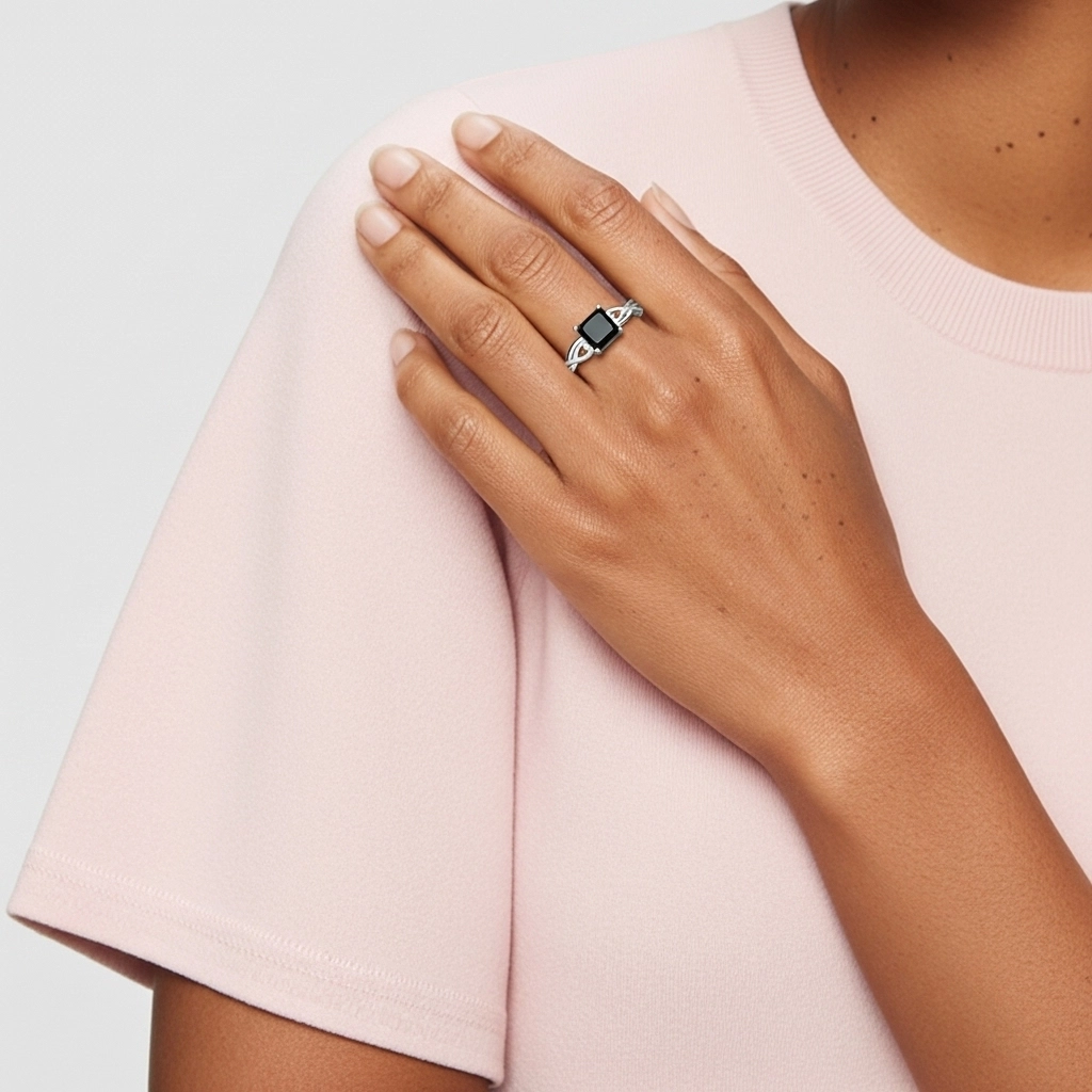 Modern Heart Asscher Cut Engagement Ring