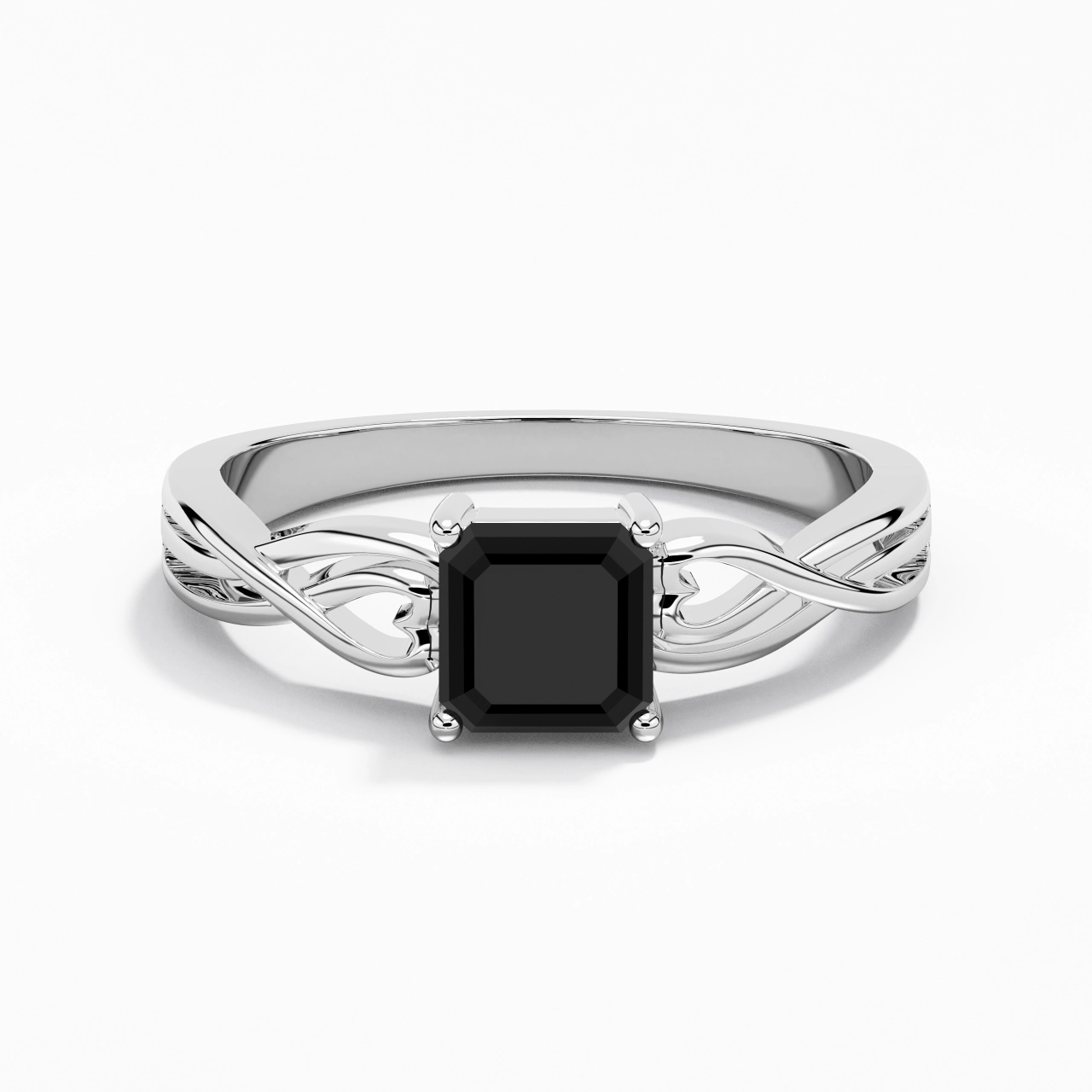 Moderne Cœur Asscher Coupé Bague de fiançailles