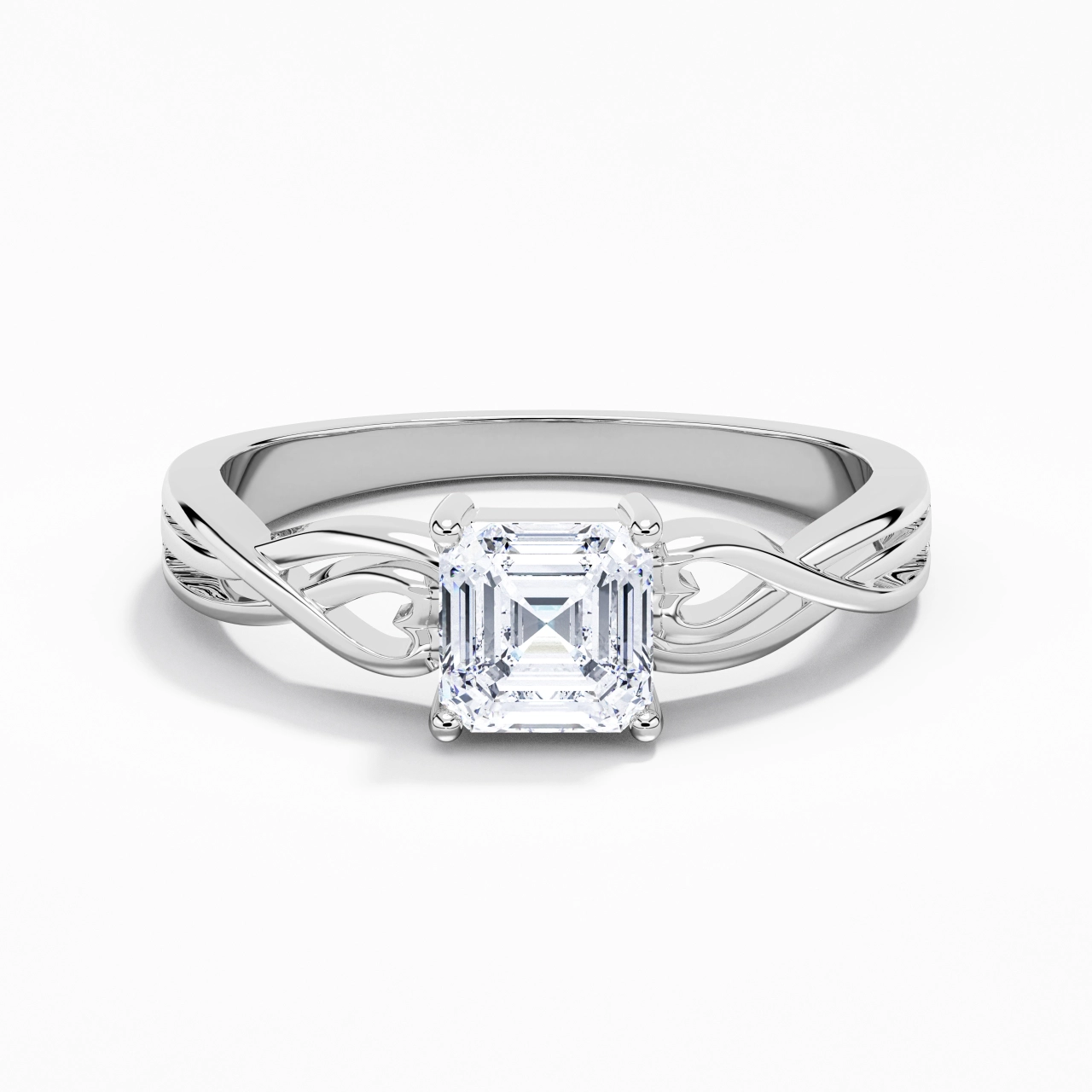 Moderne Cœur Asscher Coupé Bague de fiançailles