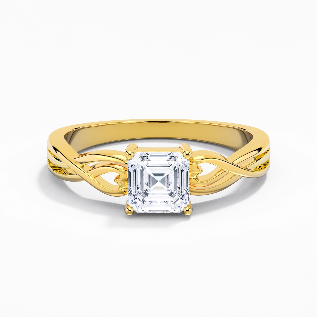 Moderne Cœur Asscher Coupé Bague de fiançailles