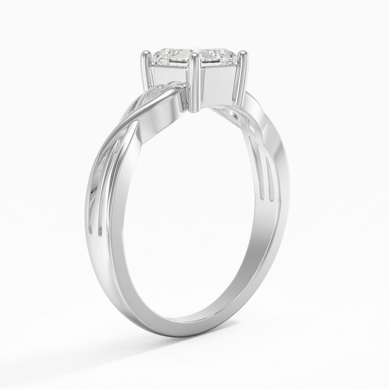 Moderne Cœur Asscher Coupé Bague de fiançailles