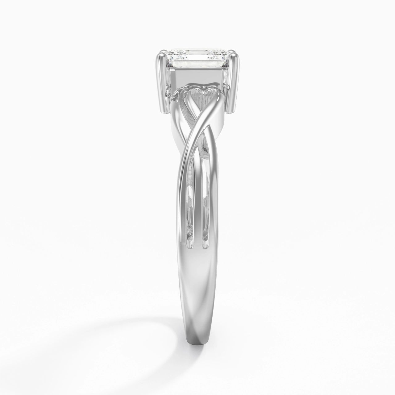 Modern Heart Asscher Cut Engagement Ring