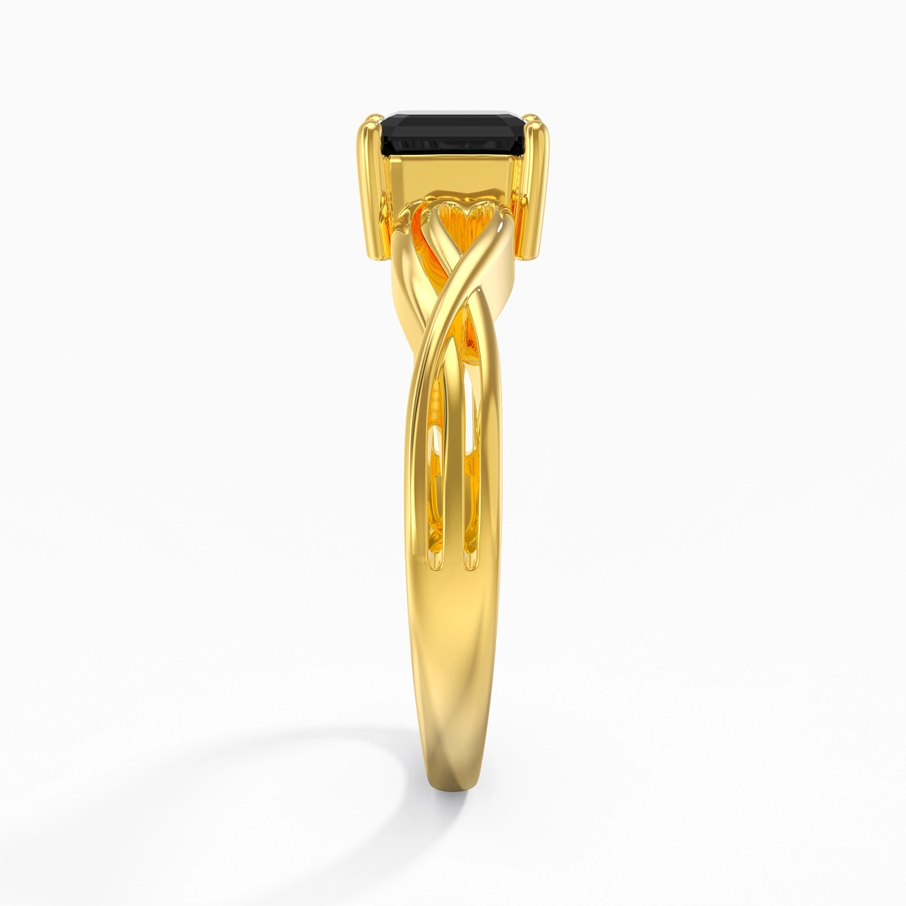 Modern Heart Asscher Cut Engagement Ring