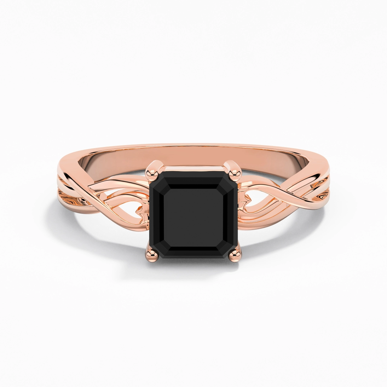 Moderne Cœur Asscher Coupé Bague de fiançailles