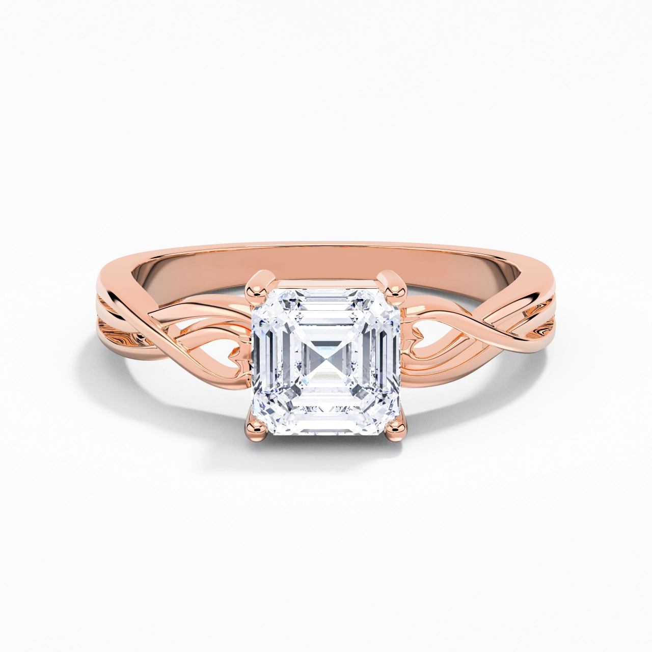Moderne Cœur Asscher Coupé Bague de fiançailles
