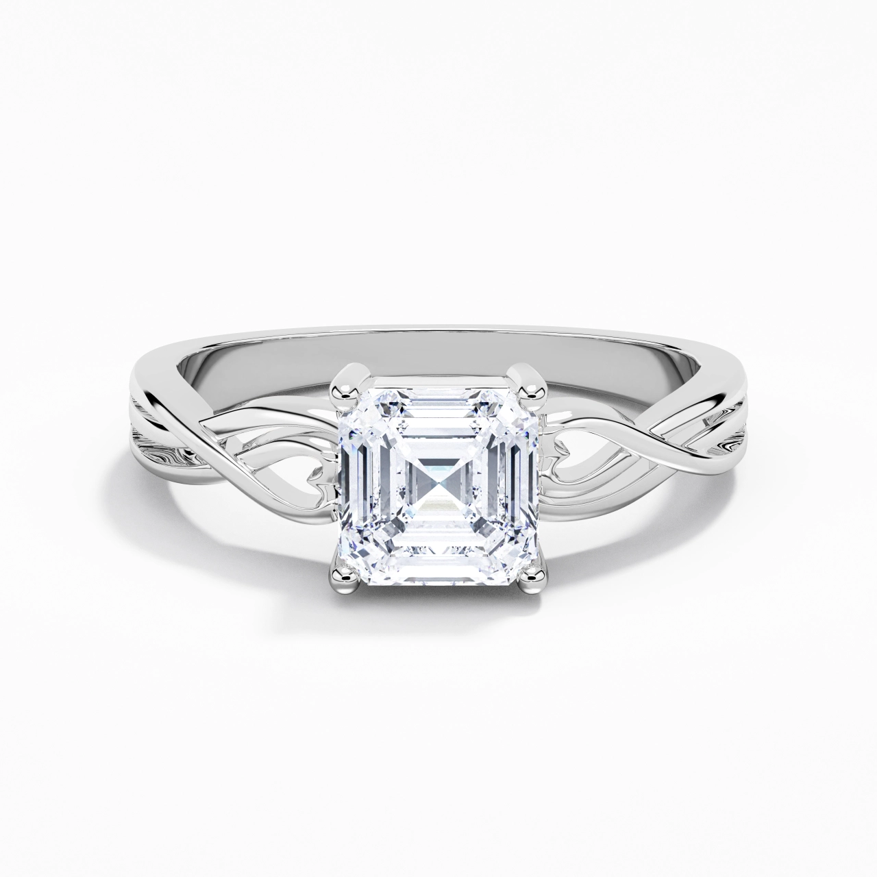 Moderne Cœur Asscher Coupé Bague de fiançailles