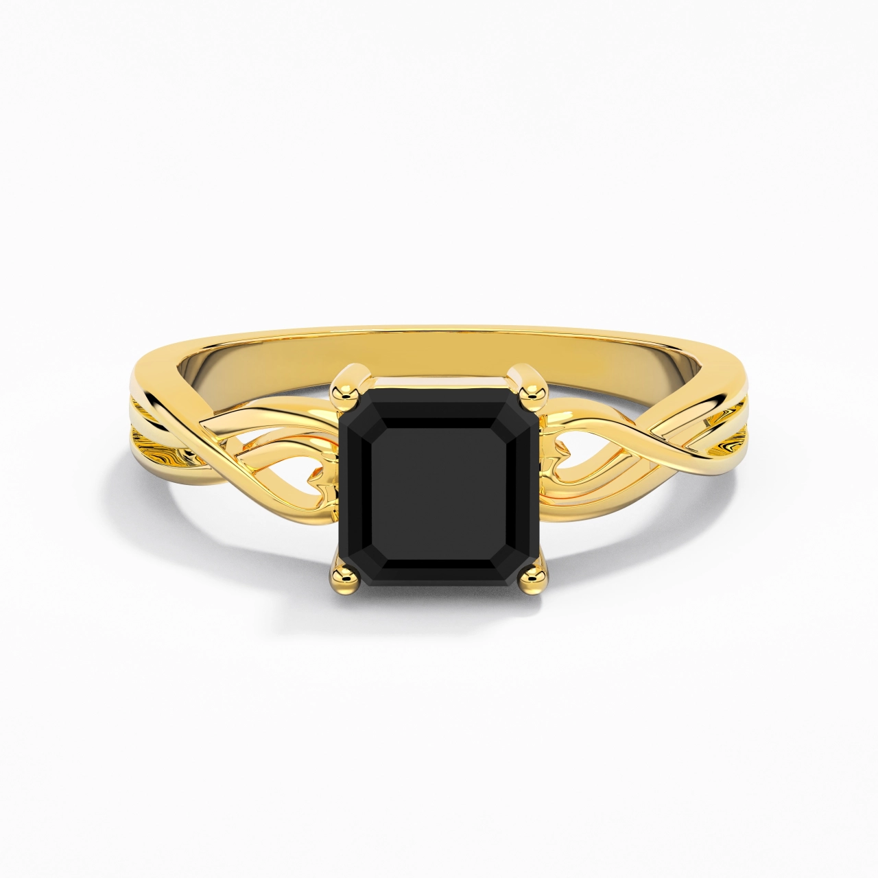 Moderne Cœur Asscher Coupé Bague de fiançailles