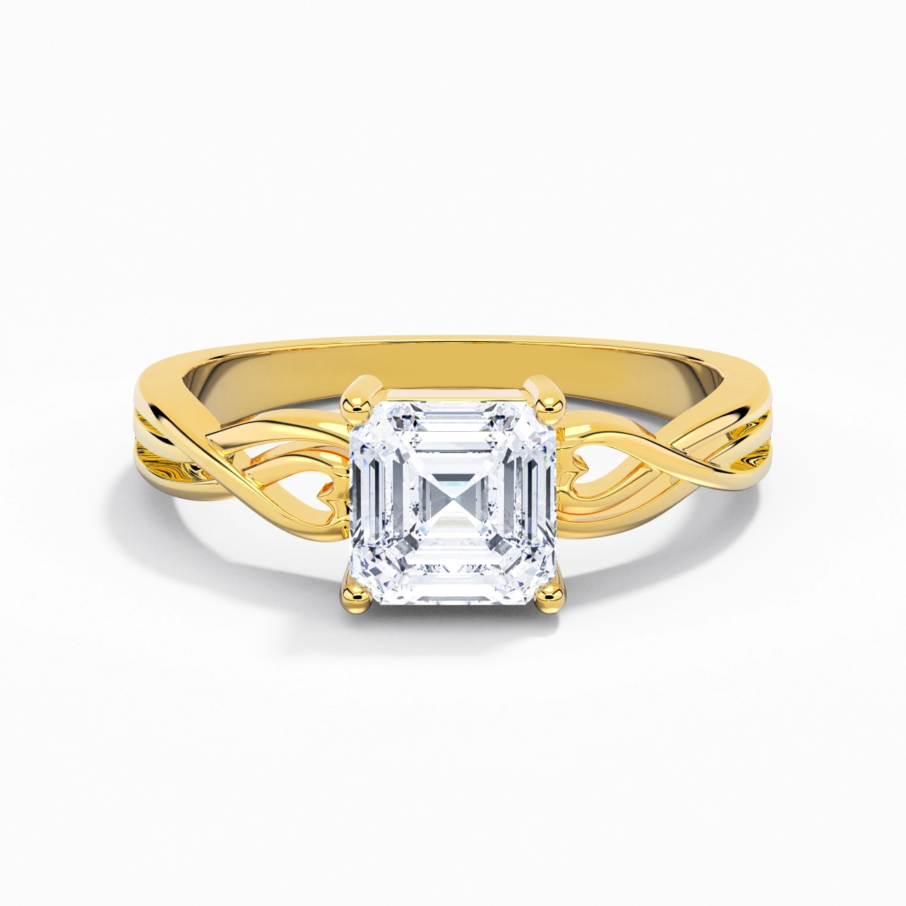 Moderne Cœur Asscher Coupé Bague de fiançailles