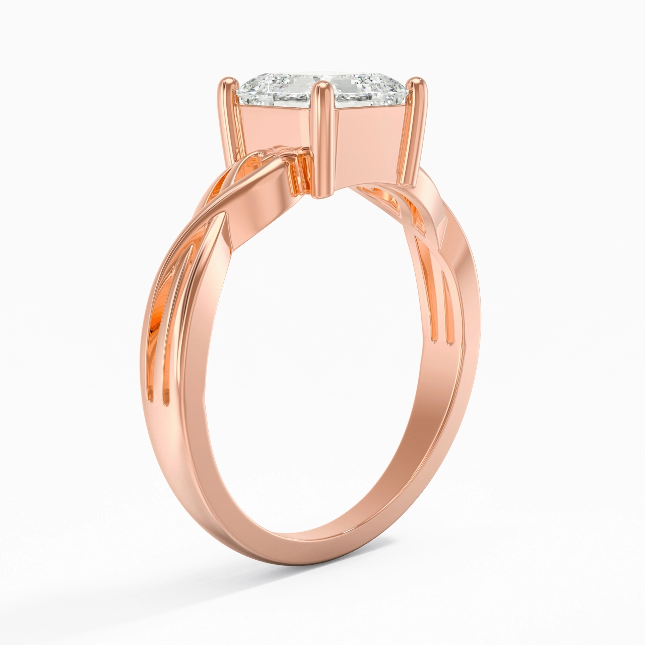 Moderne Cœur Asscher Coupé Bague de fiançailles