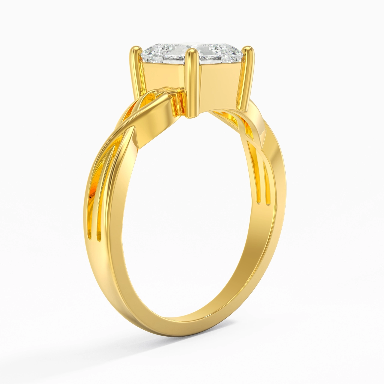 Moderne Cœur Asscher Coupé Bague de fiançailles