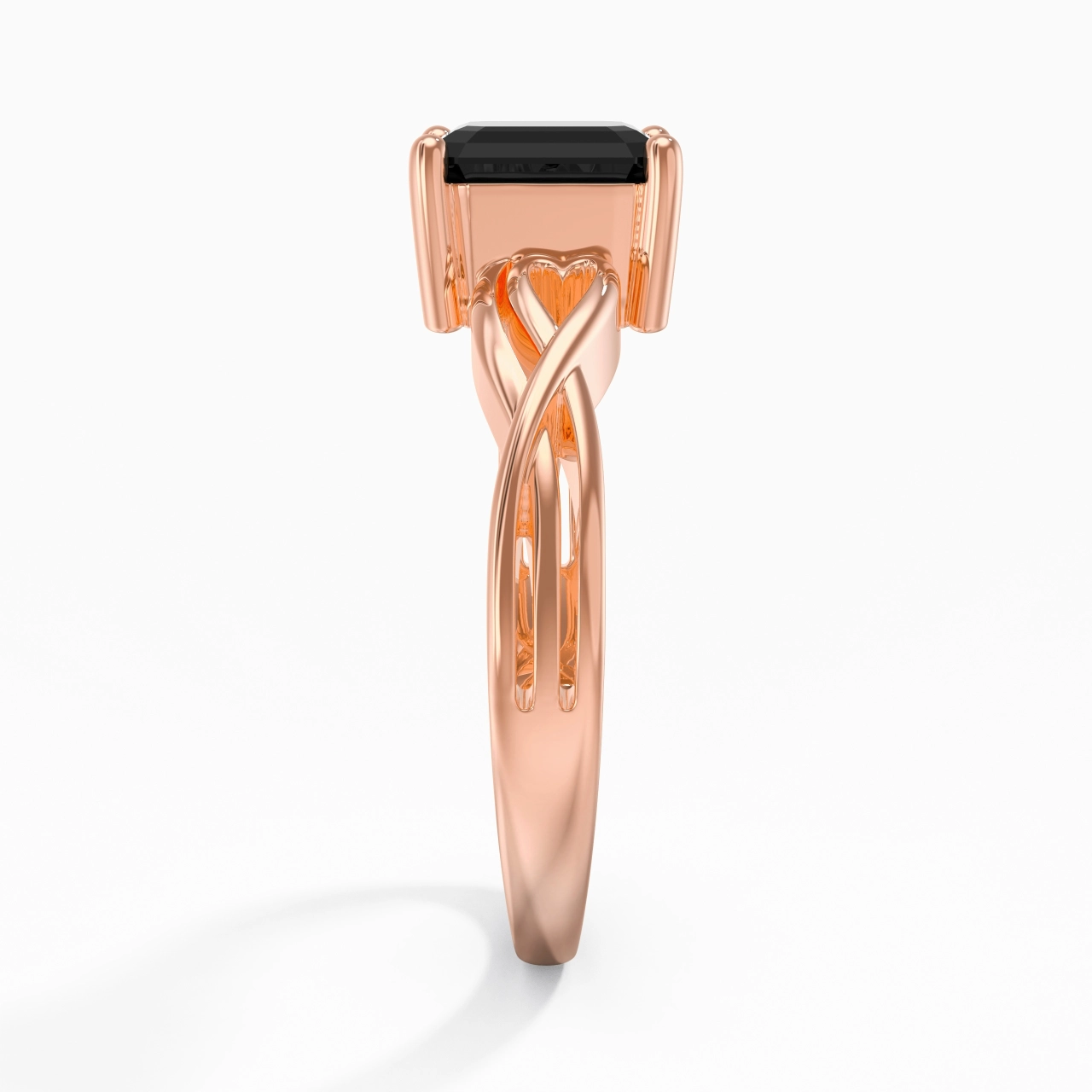 Modern Heart Asscher Cut Engagement Ring