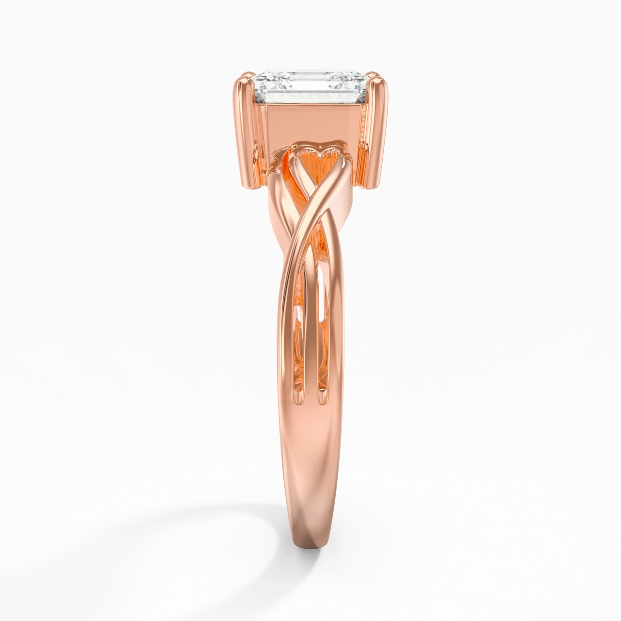 Moderne Cœur Asscher Coupé Bague de fiançailles