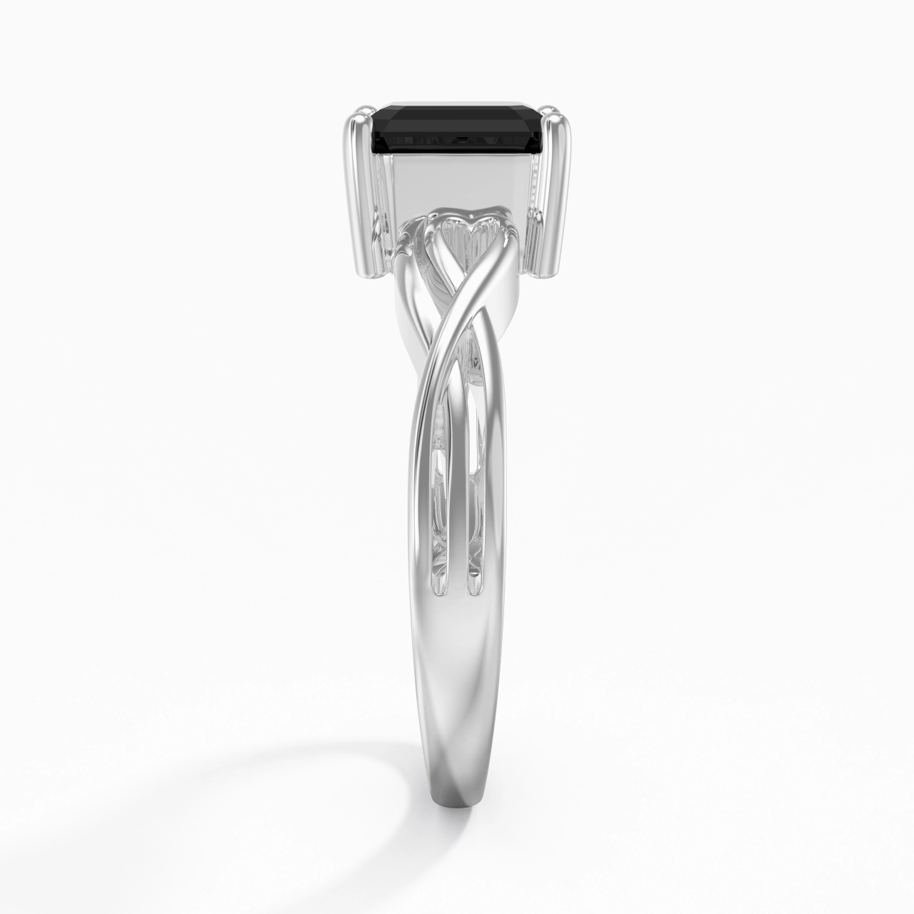 Modern Heart Asscher Cut Engagement Ring