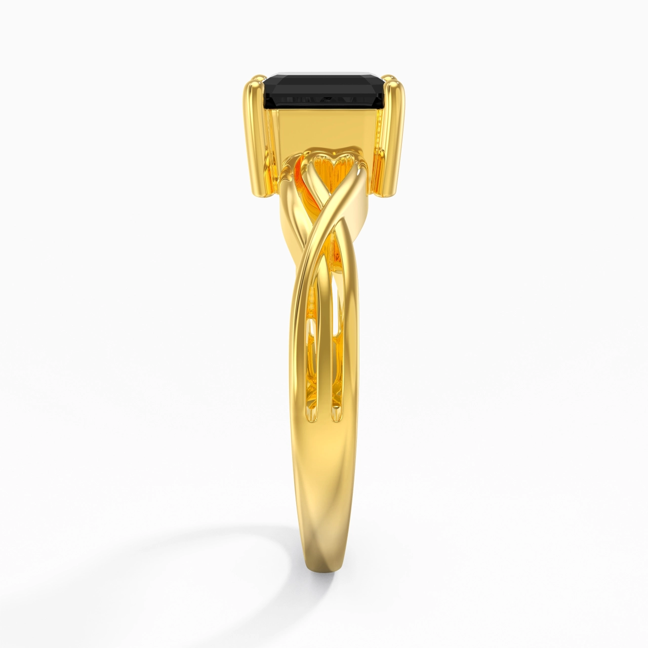 Modern Heart Asscher Cut Engagement Ring