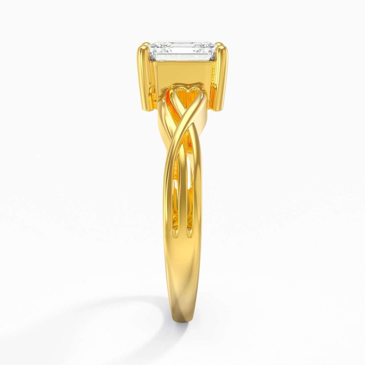 Modern Heart Asscher Cut Engagement Ring