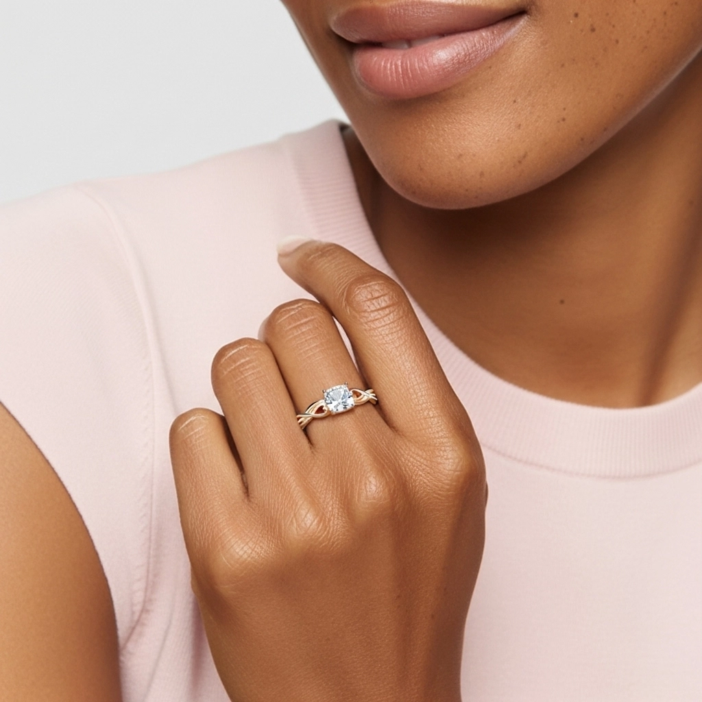 Modern Heart Cushion Cut Engagement Ring