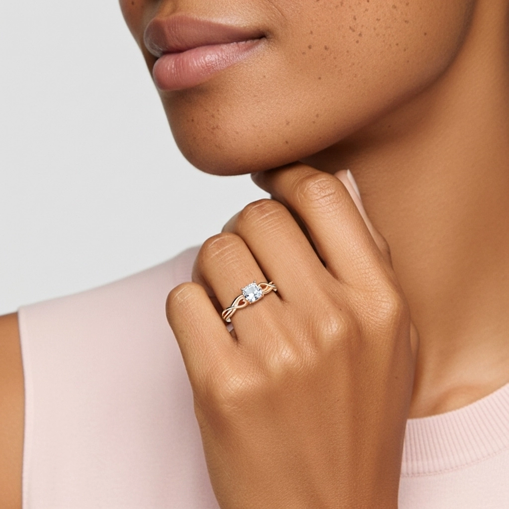 Modern Heart Cushion Cut Engagement Ring