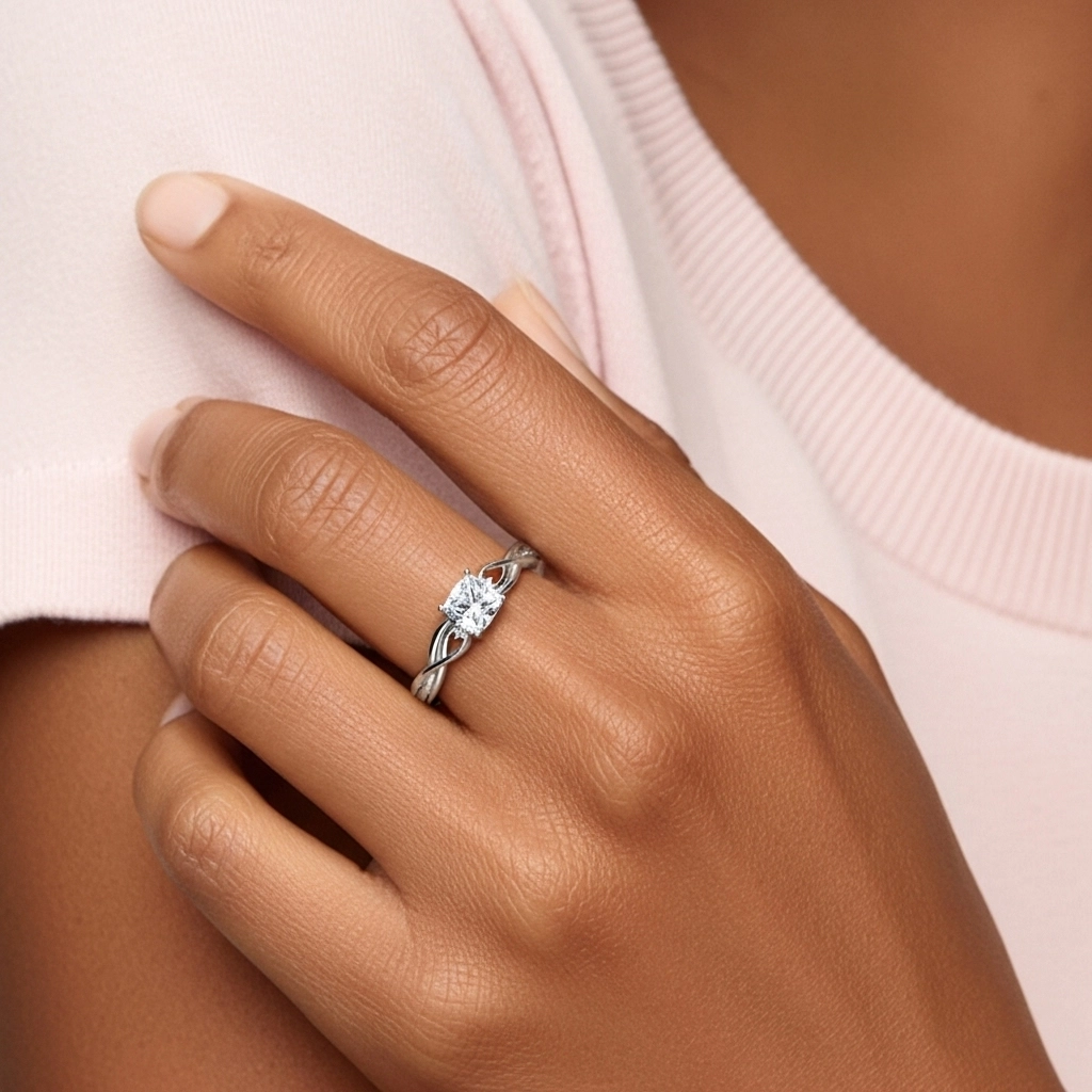 Modern Heart Cushion Cut Engagement Ring